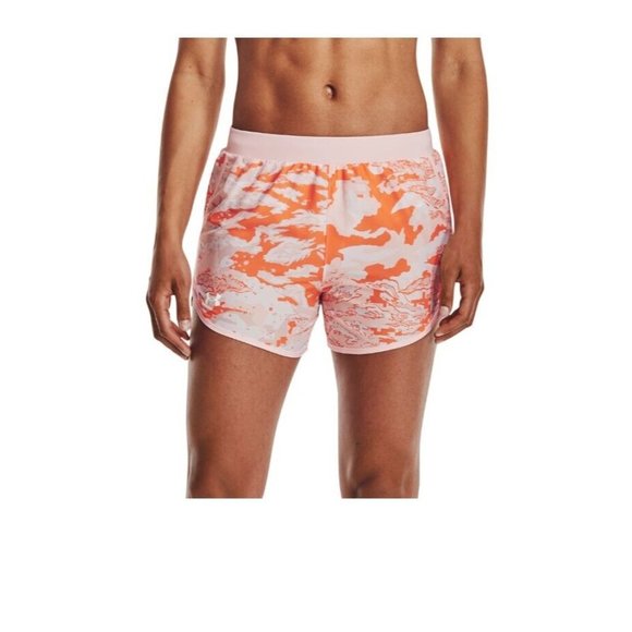 Under Armour‎ Women's Fly By 2.0 Printed Shorts Small NWT Orange - Picture 1 of 2